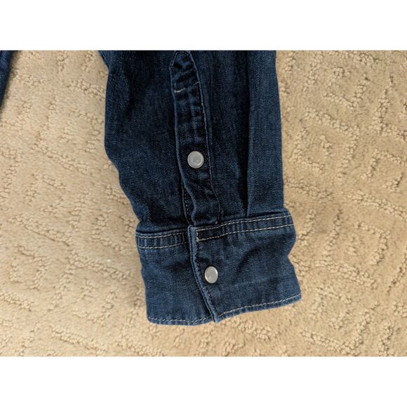 Levi's Pearl Snap Shirt Women Size 14-16 1X Blue Denim Long Sleeve - Picture 5 of 8